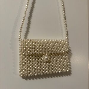 Pearl Beaded Crossbody Purse White Bridal Women’s